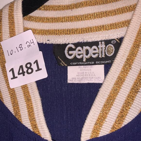 Vintage Women's Gepetto Jacket, Nautical Striped Collar, XL, Navy - Picture 2 of 3